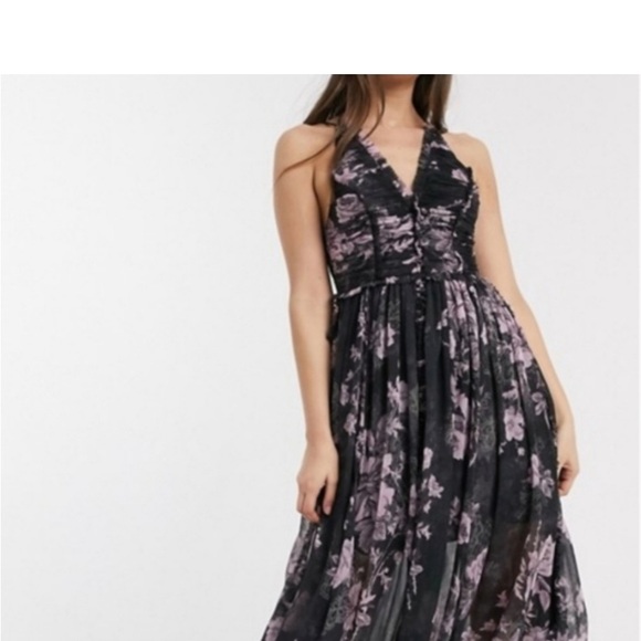 NWT ASOS black floral dress dark romantic Goth whimsical size 12 - Picture 3 of 8